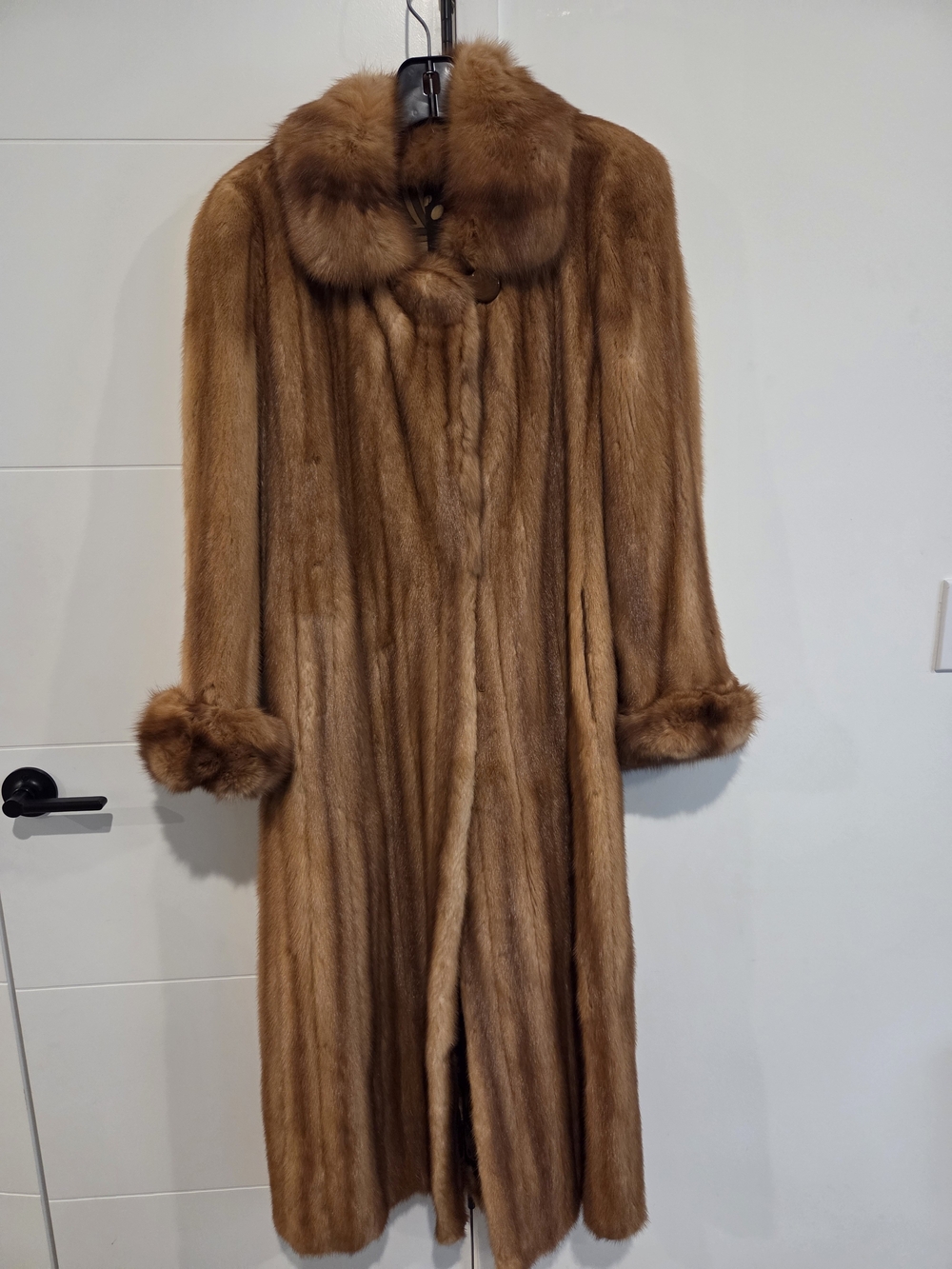 Classic Brown Full-Length Fur Trench Coat